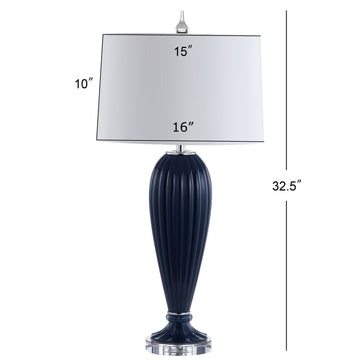 Delphine 32.5" Glass/Crystal LED Table Lamp - JONATHAN Y